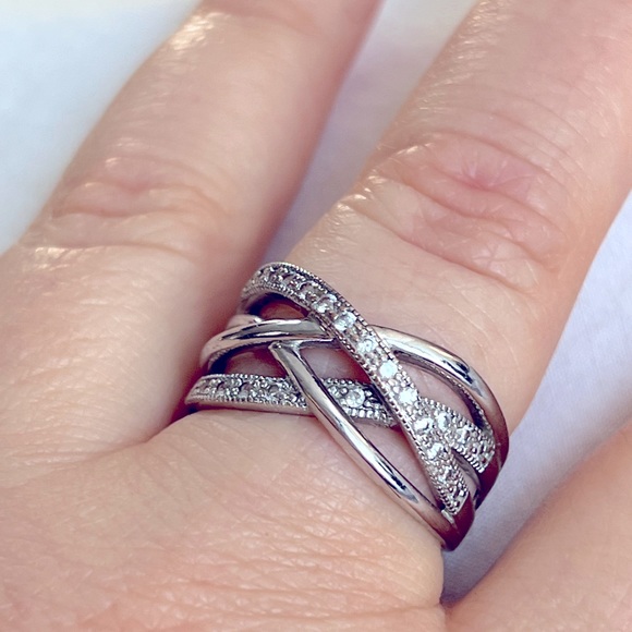 Crisscross CZ Accented Ring - Picture 3 of 4